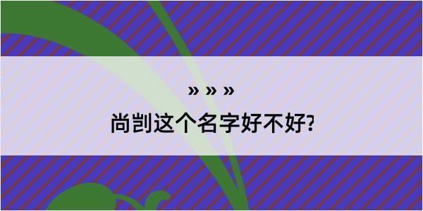 尚剀这个名字好不好?