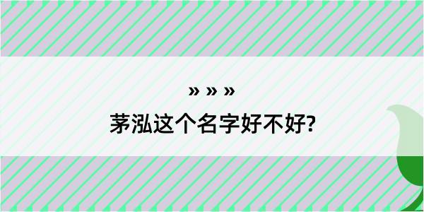 茅泓这个名字好不好?