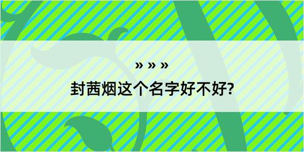 封茜烟这个名字好不好?