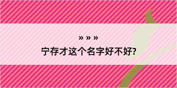 宁存才这个名字好不好?