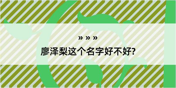 廖泽梨这个名字好不好?