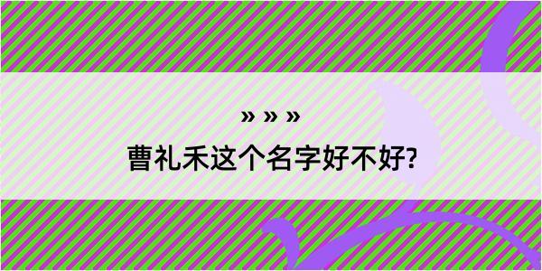 曹礼禾这个名字好不好?