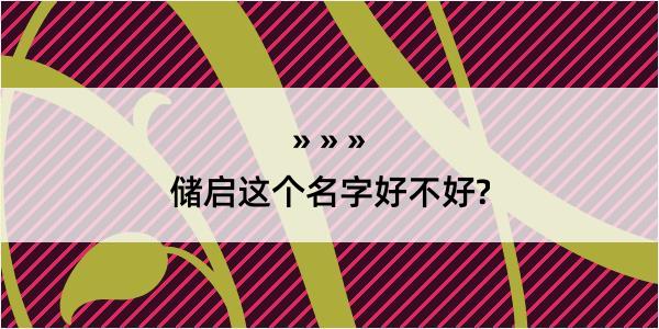 储启这个名字好不好?