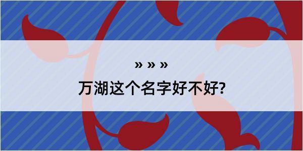 万湖这个名字好不好?