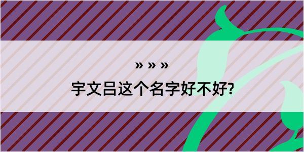 宇文吕这个名字好不好?