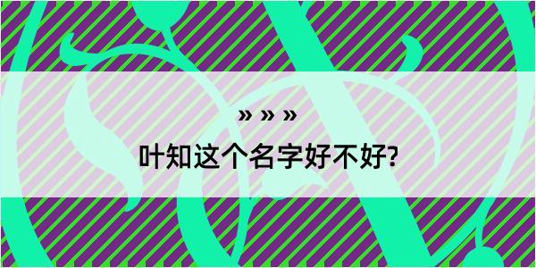 叶知这个名字好不好?