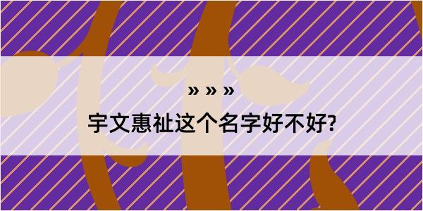 宇文惠祉这个名字好不好?