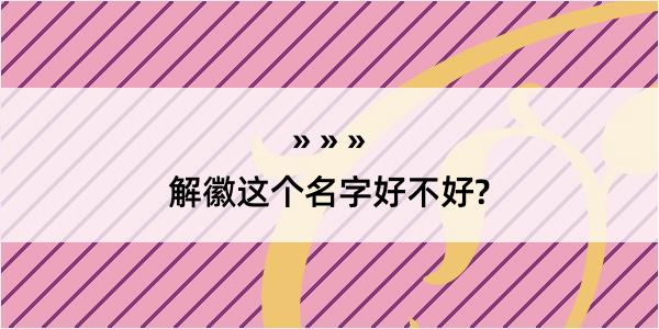 解徽这个名字好不好?