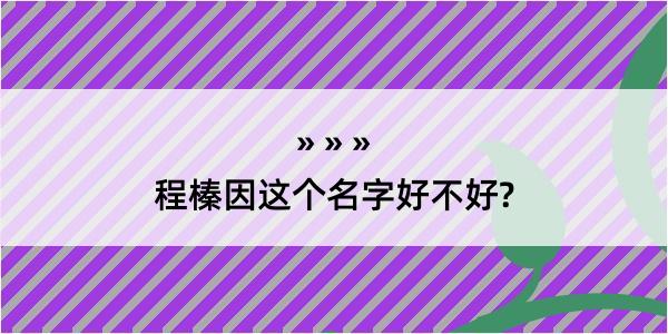 程榛因这个名字好不好?