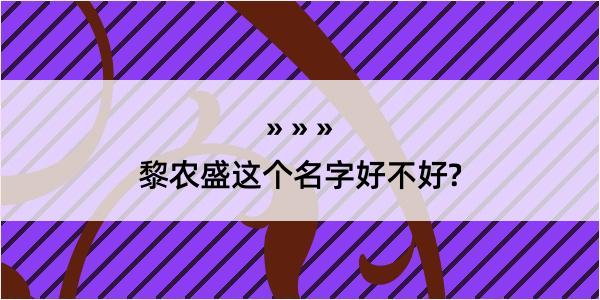 黎农盛这个名字好不好?