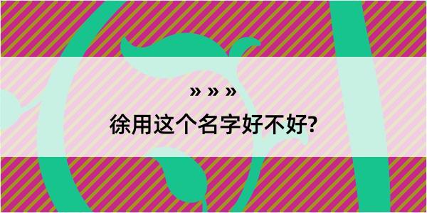 徐用这个名字好不好?