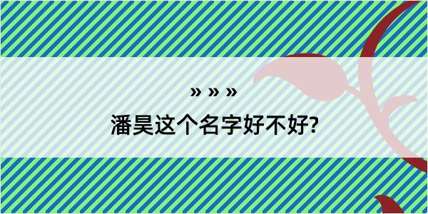 潘昊这个名字好不好?