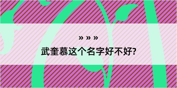 武奎慕这个名字好不好?