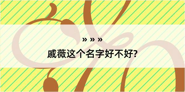 戚薇这个名字好不好?