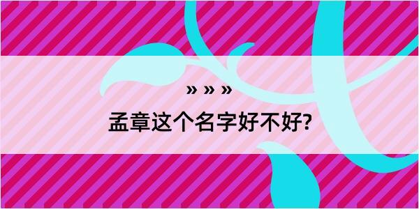 孟章这个名字好不好?