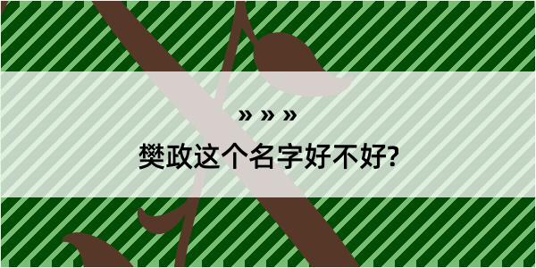 樊政这个名字好不好?