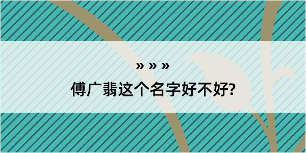 傅广翡这个名字好不好?