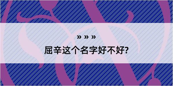 屈辛这个名字好不好?