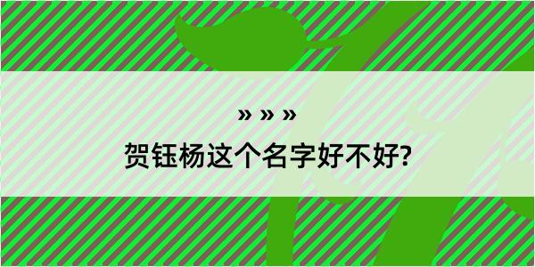 贺钰杨这个名字好不好?