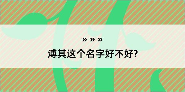 溥其这个名字好不好?