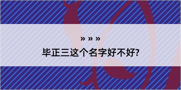 毕正三这个名字好不好?