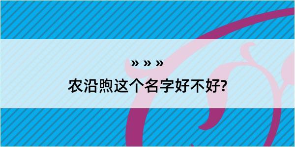 农沿煦这个名字好不好?