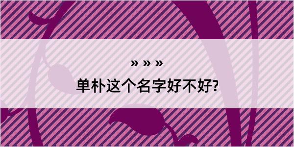 单朴这个名字好不好?