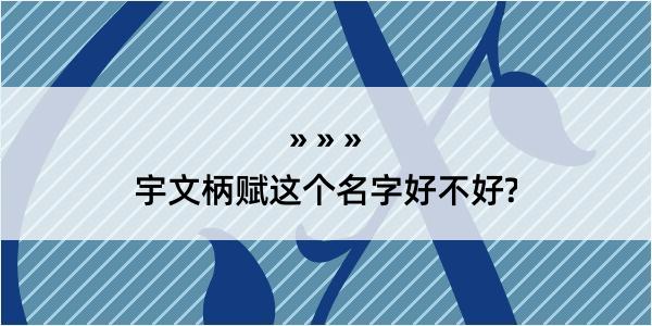 宇文柄赋这个名字好不好?