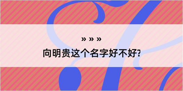 向明贵这个名字好不好?