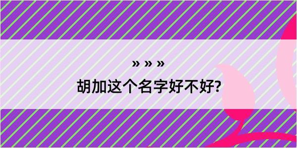 胡加这个名字好不好?