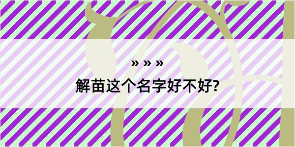 解苗这个名字好不好?