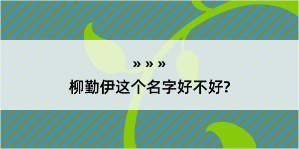 柳勤伊这个名字好不好?