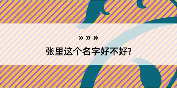 张里这个名字好不好?