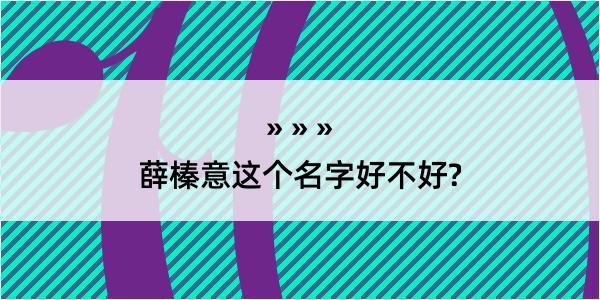 薛榛意这个名字好不好?