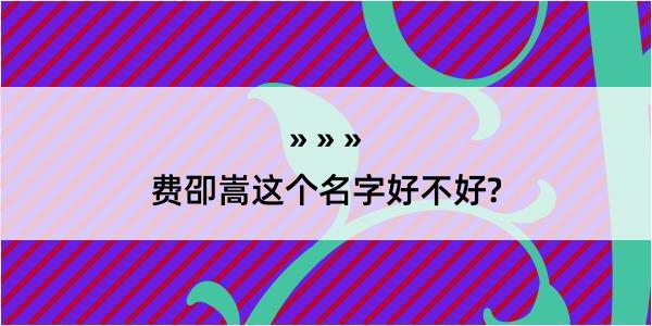 费卲嵩这个名字好不好?