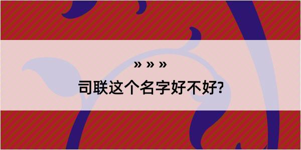 司联这个名字好不好?