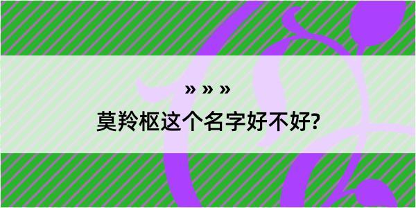 莫羚枢这个名字好不好?