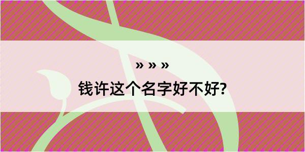 钱许这个名字好不好?