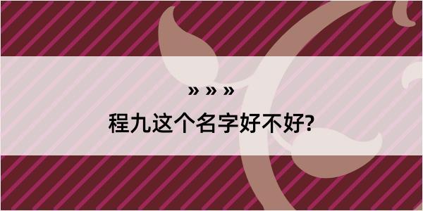 程九这个名字好不好?