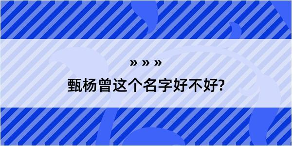 甄杨曾这个名字好不好?