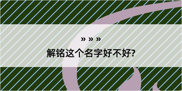 解铭这个名字好不好?