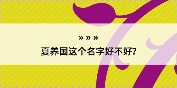 夏养国这个名字好不好?