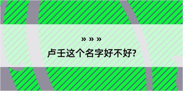 卢壬这个名字好不好?