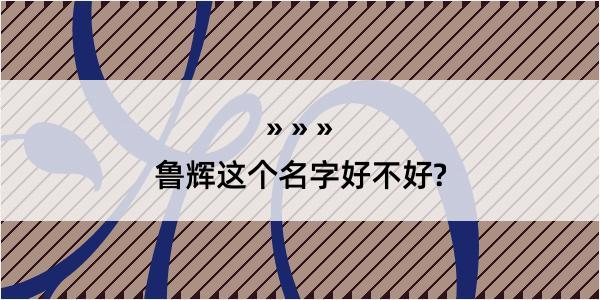 鲁辉这个名字好不好?