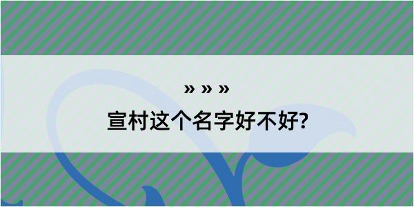 宣村这个名字好不好?