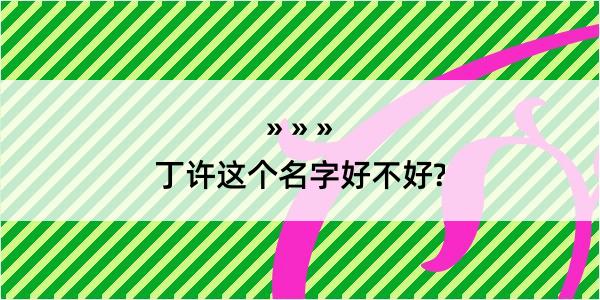 丁许这个名字好不好?