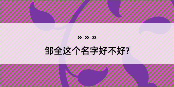 邹全这个名字好不好?