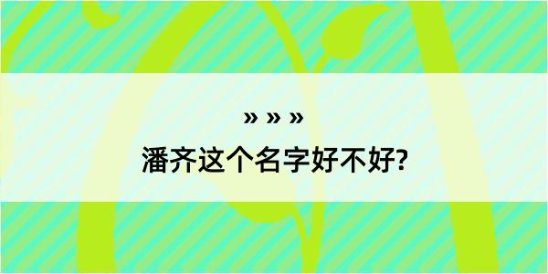 潘齐这个名字好不好?