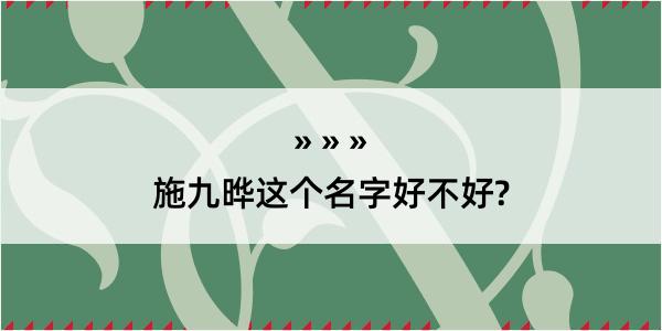 施九晔这个名字好不好?