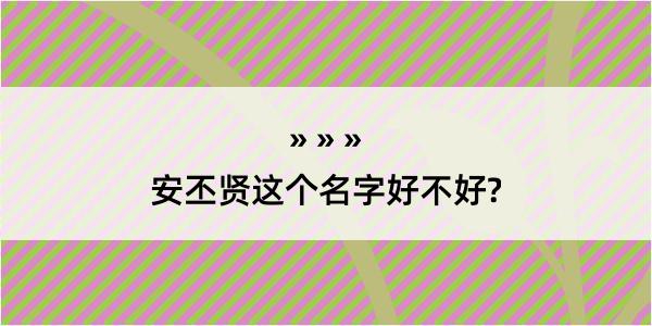 安丕贤这个名字好不好?